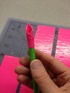 center of duct tape flower after one petal