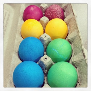 Eggs dyed.
